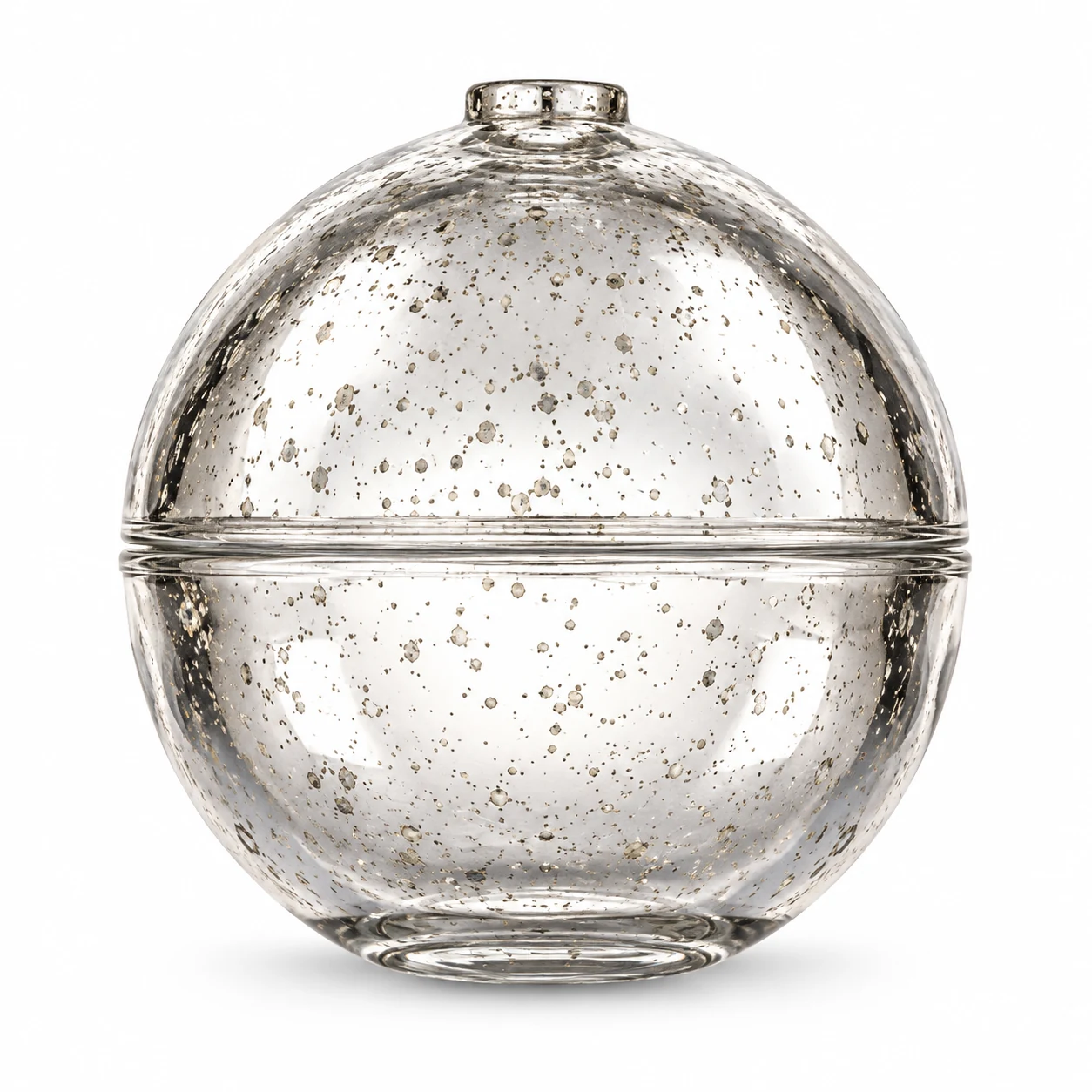90ml Mini Round Glass Candle Jar with Lid — design 1 — interior antique silver