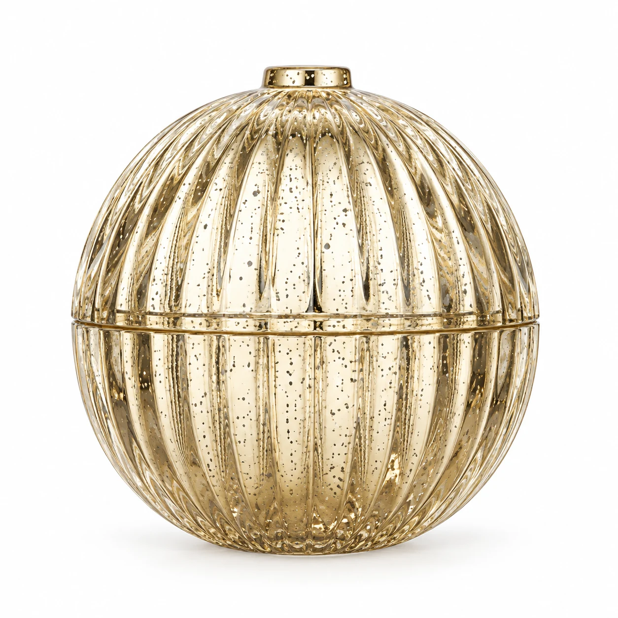 90ml Mini Round Glass Candle Jar with Lid — design 2 — exterior antique pale gold