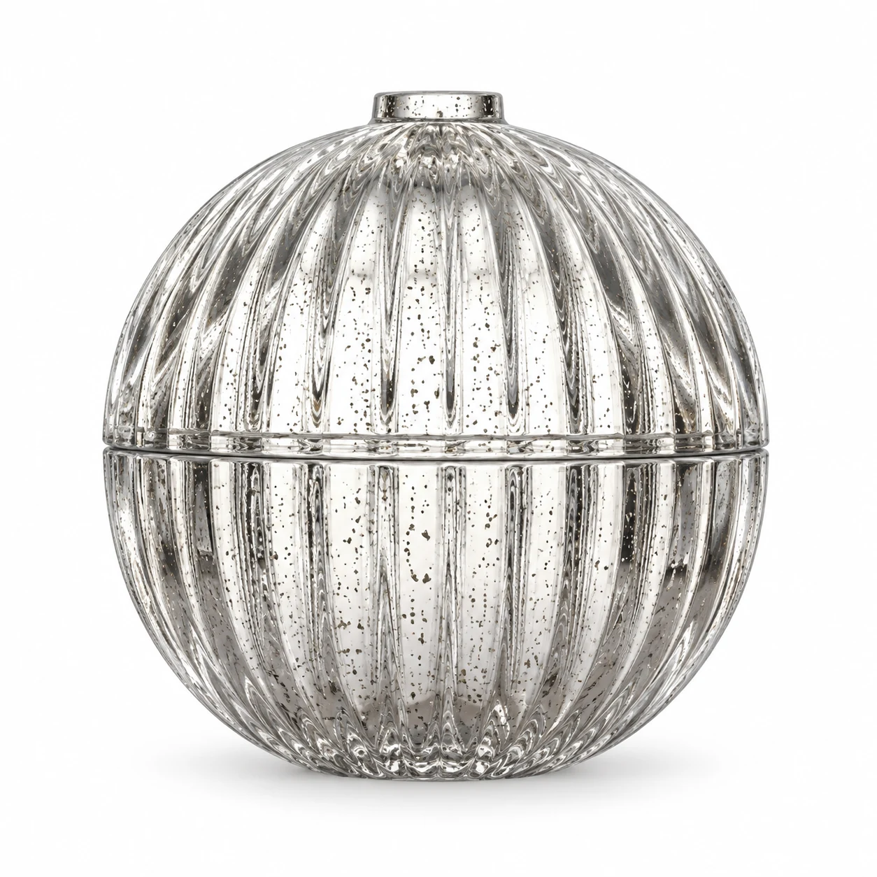 90ml Mini Round Glass Candle Jar with Lid — design 2 — interior antique silver