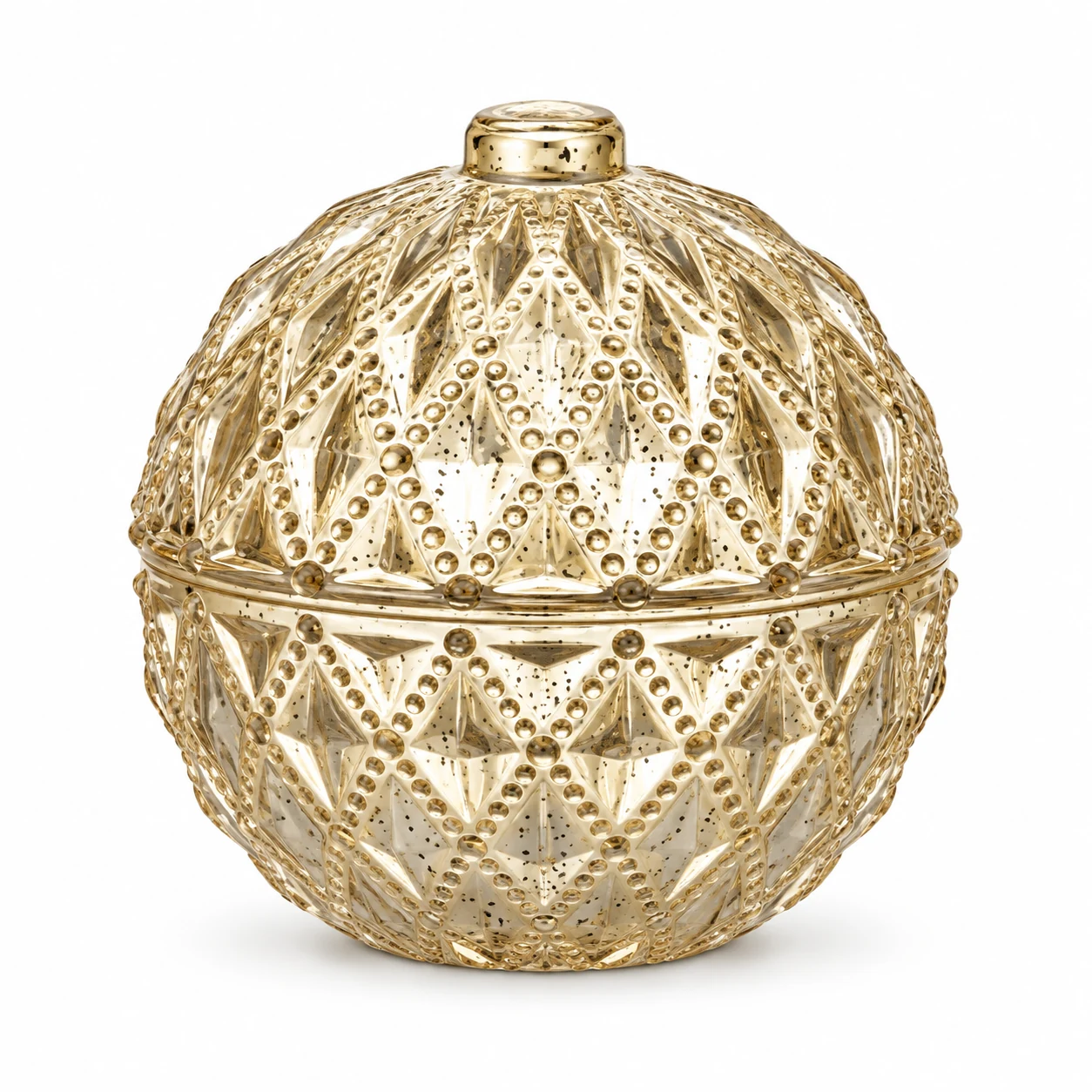 90ml Mini Round Glass Candle Jar with Lid — design 3 — exterior antique pale gold