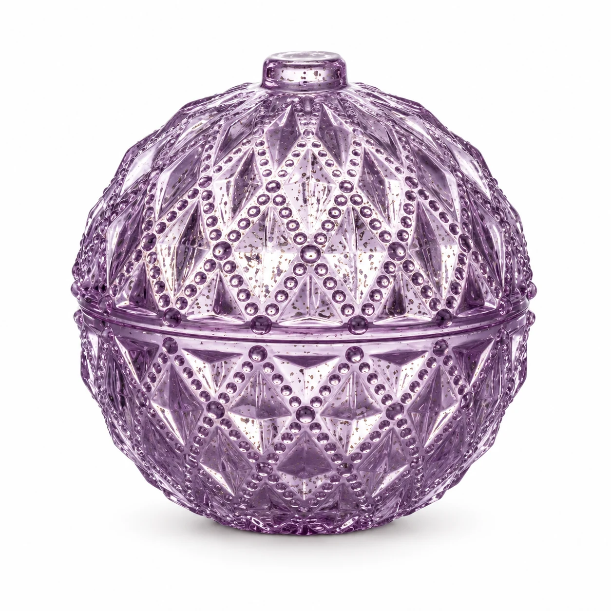 90ml Mini Round Glass Candle Jar with Lid — design 3 — antique purple