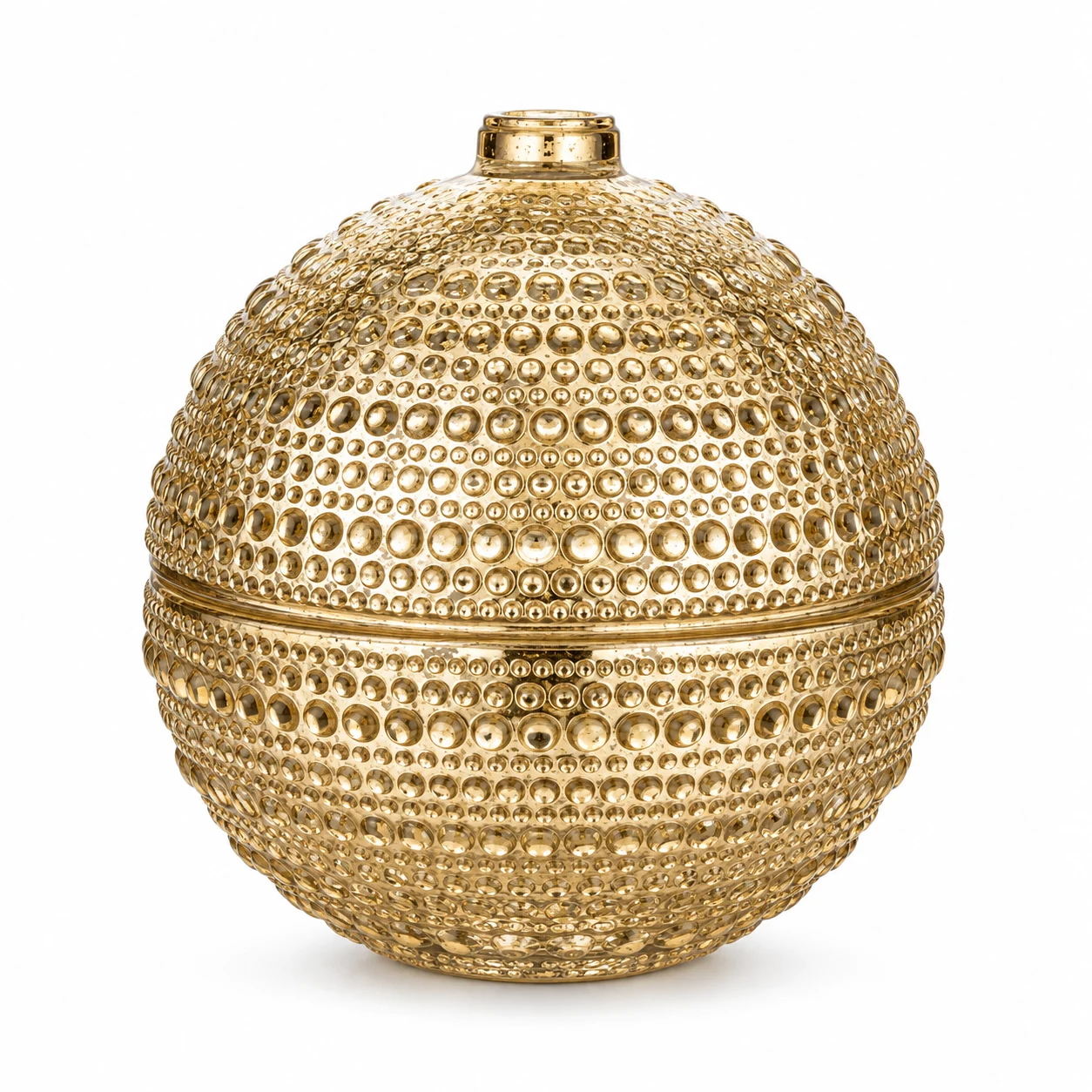 90ml Mini Round Glass Candle Jar with Lid — design 4 — exterior antique pale gold