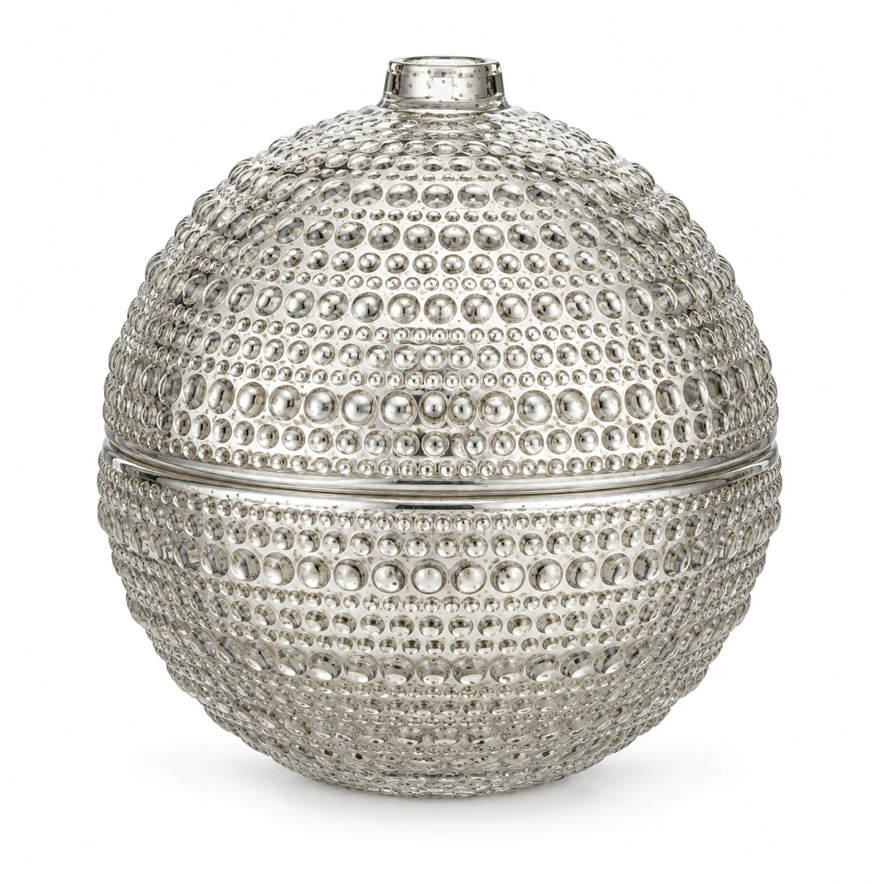 90ml Mini Round Glass Candle Jar with Lid — design 4 — interior antique silver