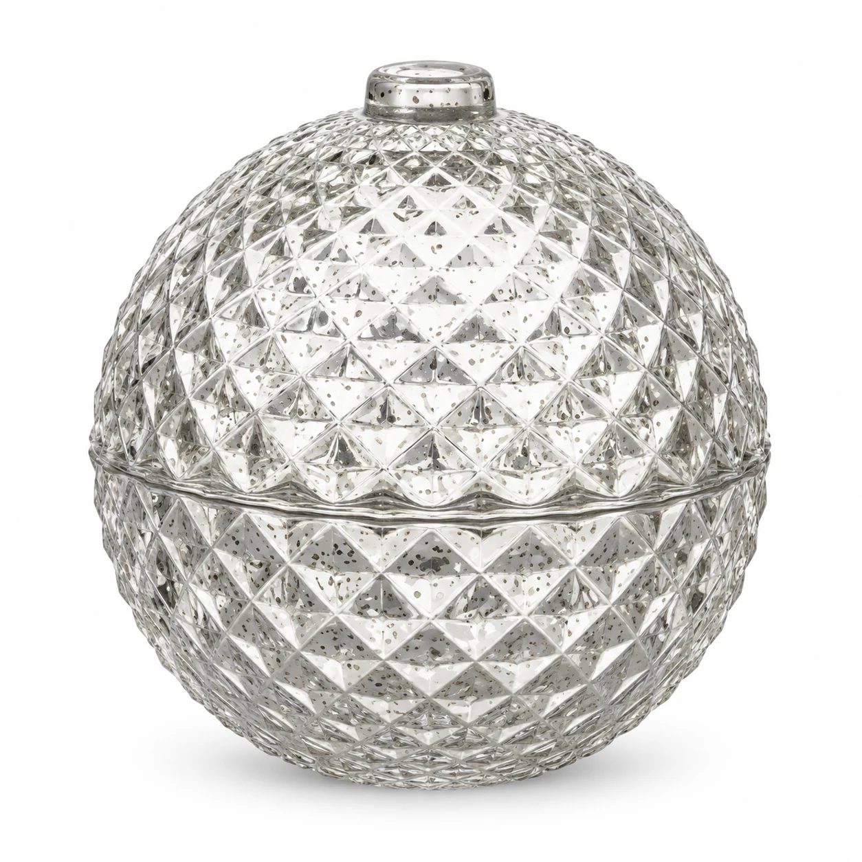 90ml Mini Round Glass Candle Jar with Lid — design 5 — interior antique silver