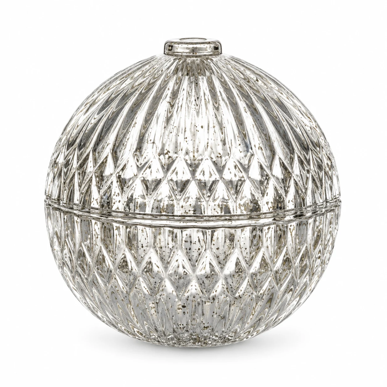 90ml Mini Round Glass Candle Jar with Lid — design 6 — interior antique silver