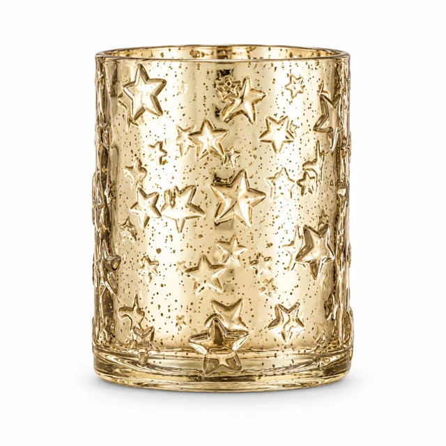 700ml Star Embossed Glass Candle Jar — antique pale gold