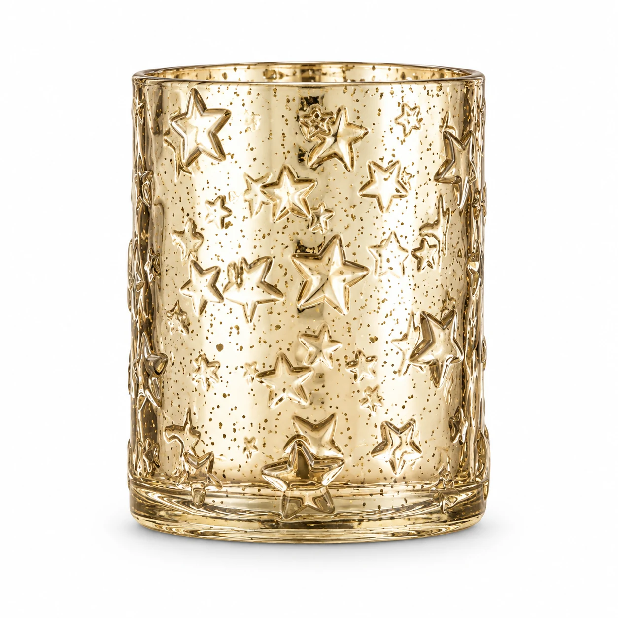 700ml Star Embossed Glass Candle Jar — antique pale gold