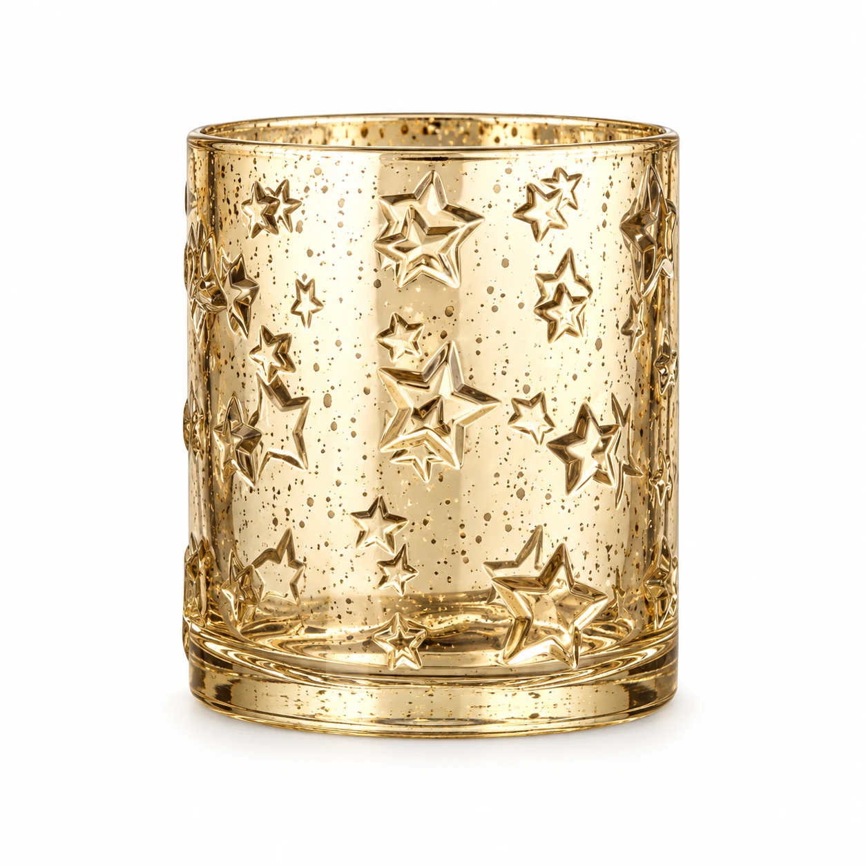 400ml Star Embossed Glass Candle Jar — antique pale gold