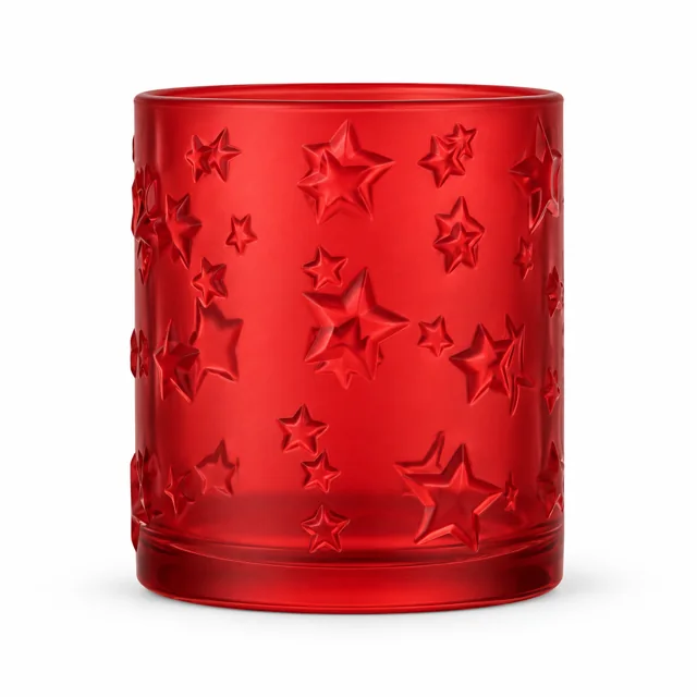 400ml Star Embossed Glass Candle Jar — frosted red