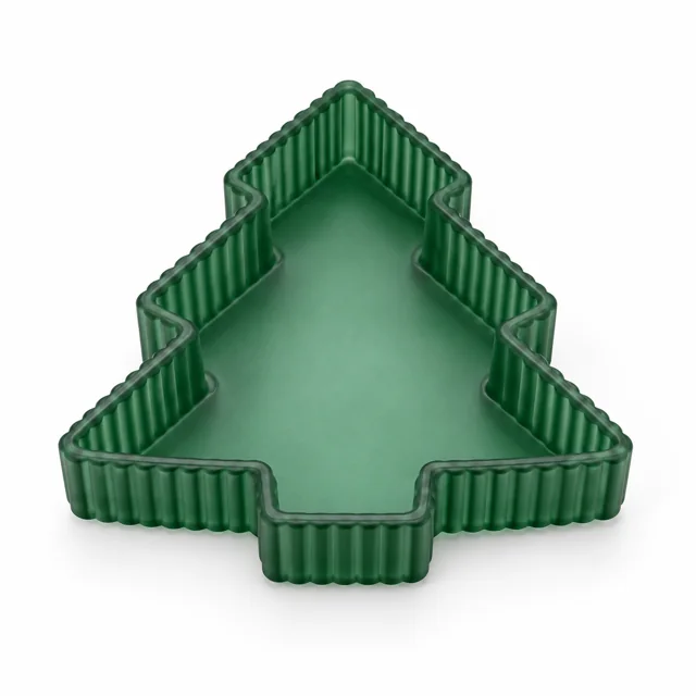 380ml Ribbed Christmas Tree Glass Candle Vessel — frosted green