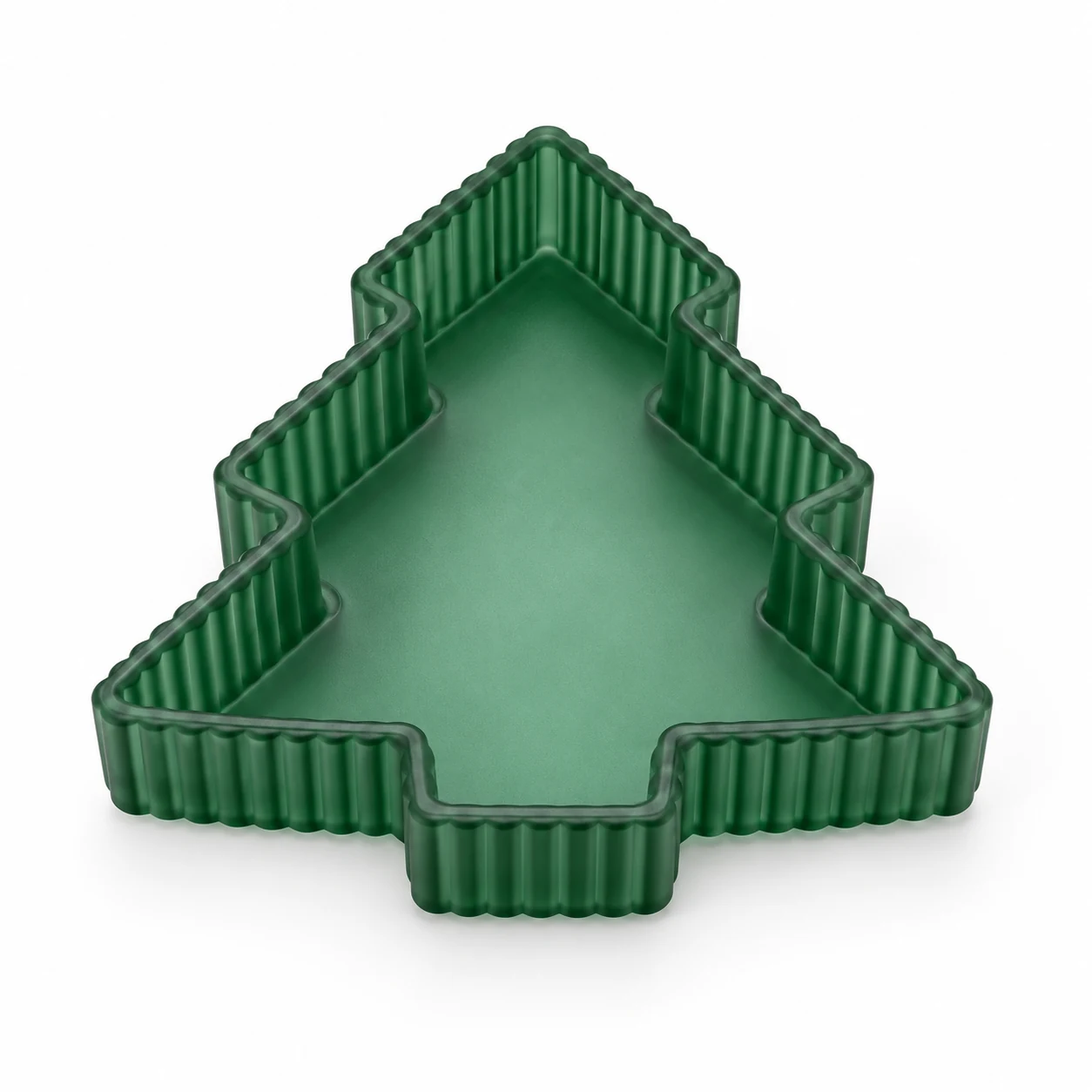 380ml Ribbed Christmas Tree Glass Candle Vessel — frosted green