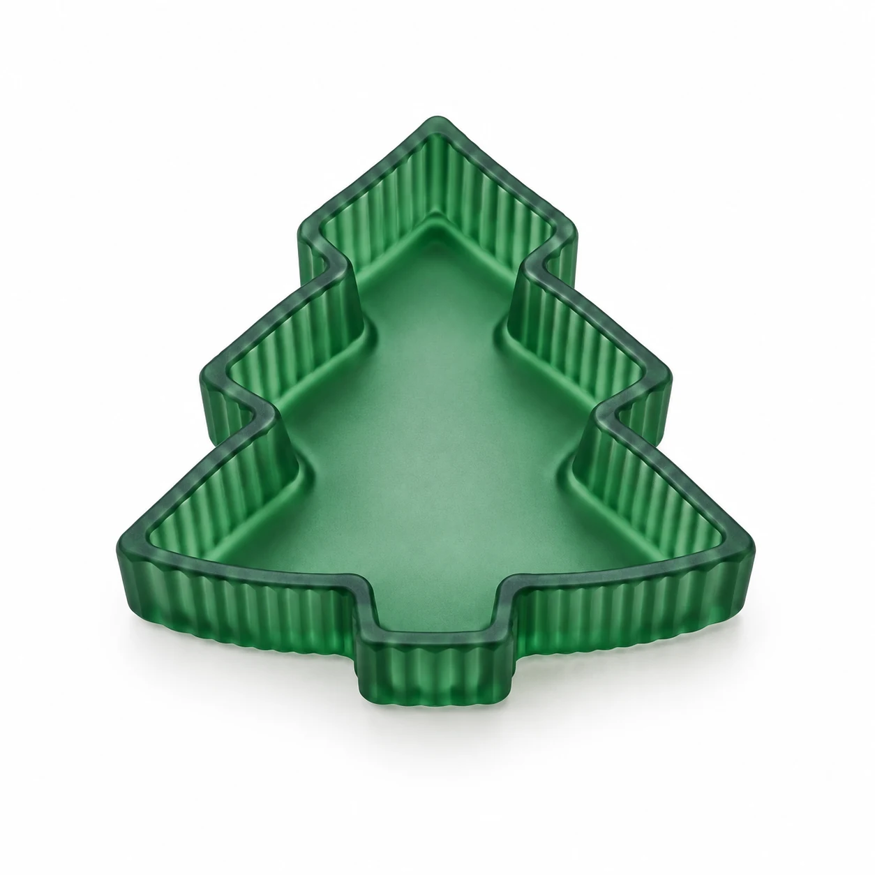 130ml Ribbed Christmas Tree Glass Candle Vessel — frosted green