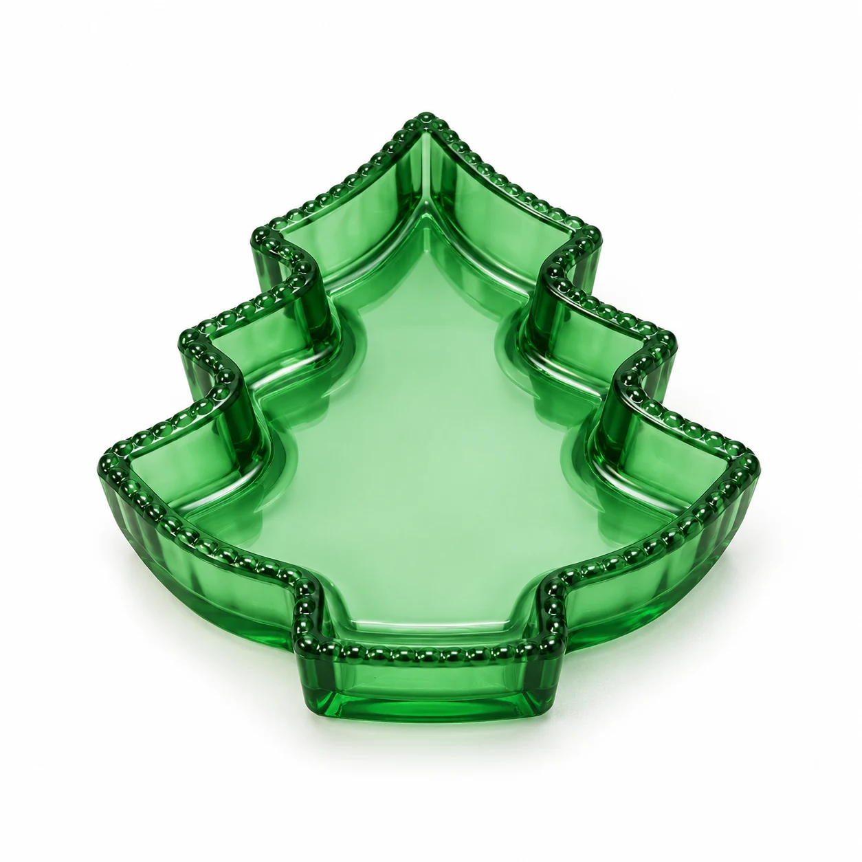 380ml Christmas Tree Glass Candle Vessel — green