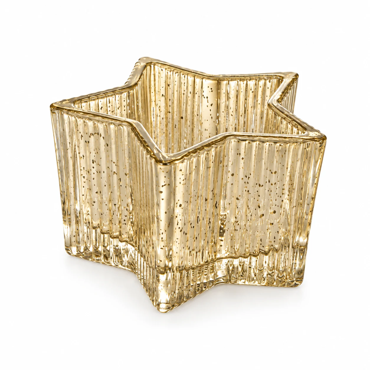 410ml Ribbed Star Glass Candle Vessel — antique pale gold