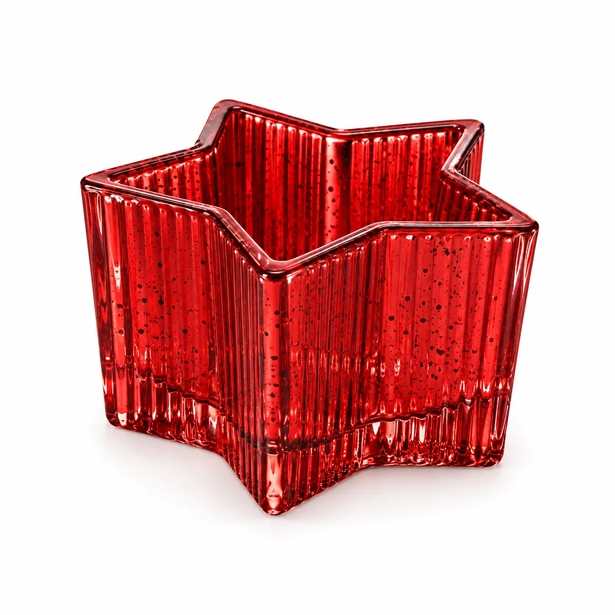 200ml Ribbed Star Glass Candle Vessel — antique red