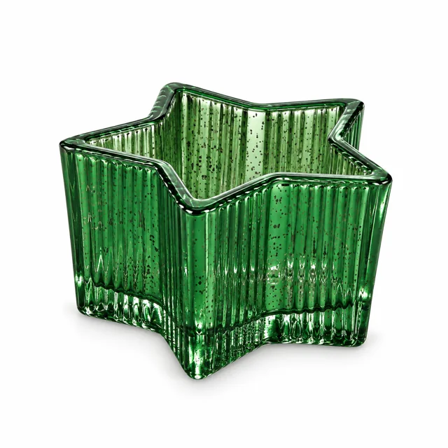 200ml Ribbed Star Glass Candle Vessel — antique green