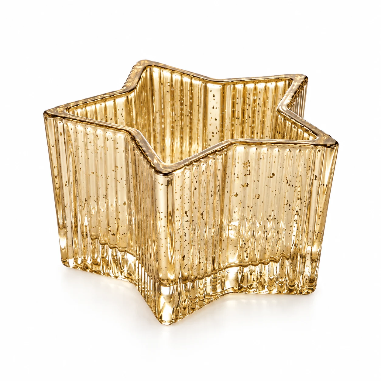 200ml Ribbed Star Glass Candle Vessel — antique pale gold