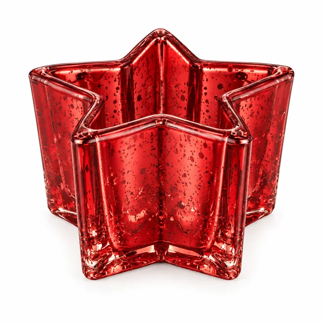 410ml Star Glass Candle Vessel — exterior antique red