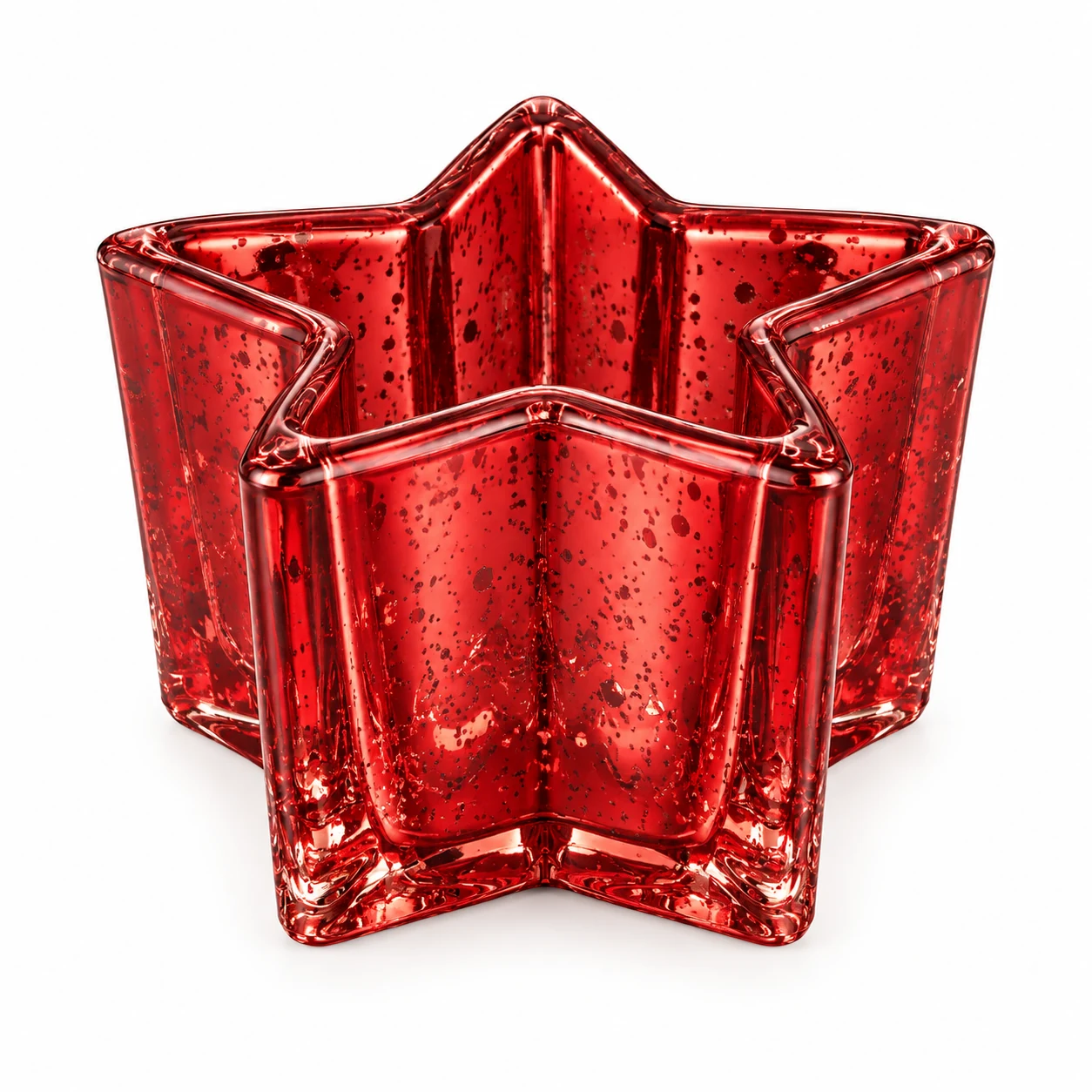 410ml Star Glass Candle Vessel — exterior antique red