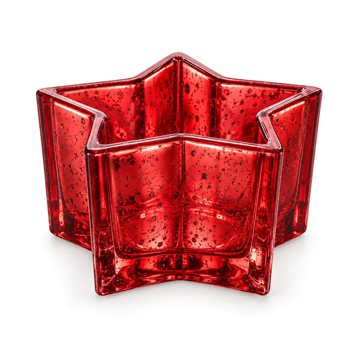 200ml Star Glass Candle Vessel — exterior antique red