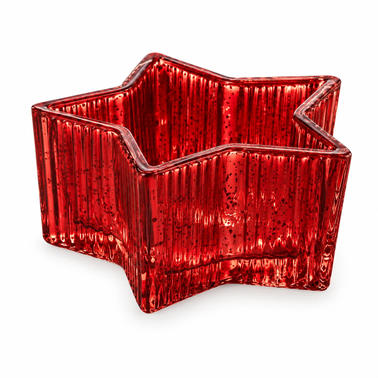 80ml Mini Ribbed Star Glass Candle Vessel — antique red