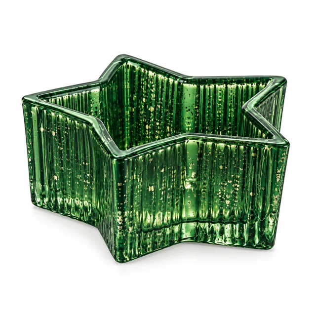 80ml Mini Ribbed Star Glass Candle Vessel — antique green