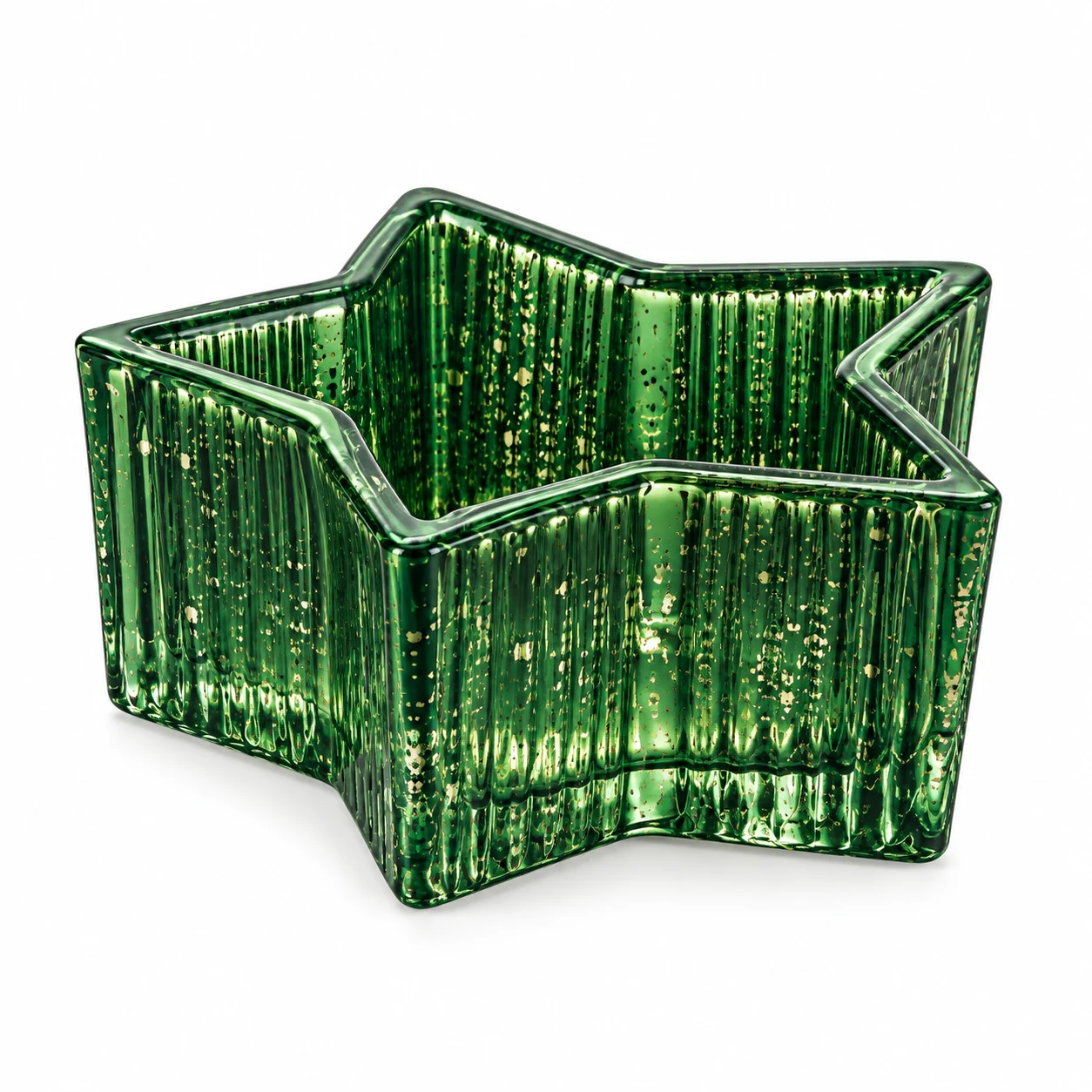 80ml Mini Ribbed Star Glass Candle Vessel — antique green