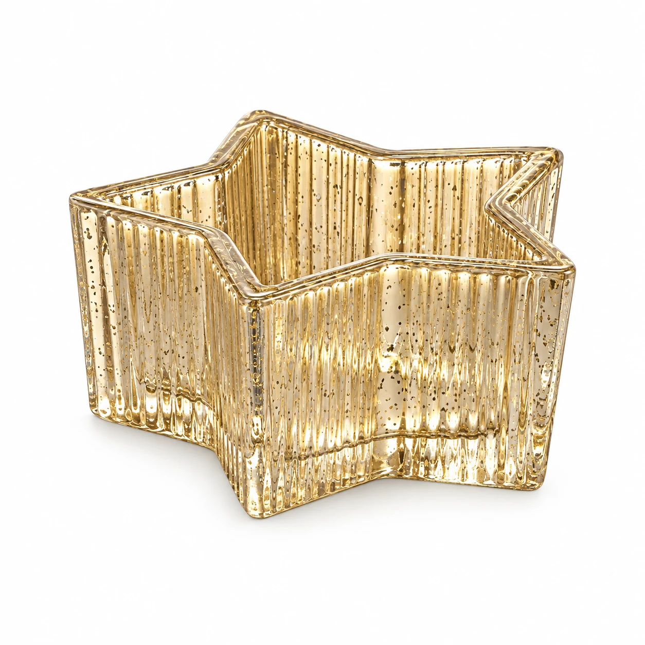 80ml Mini Ribbed Star Glass Candle Vessel — antique pale gold