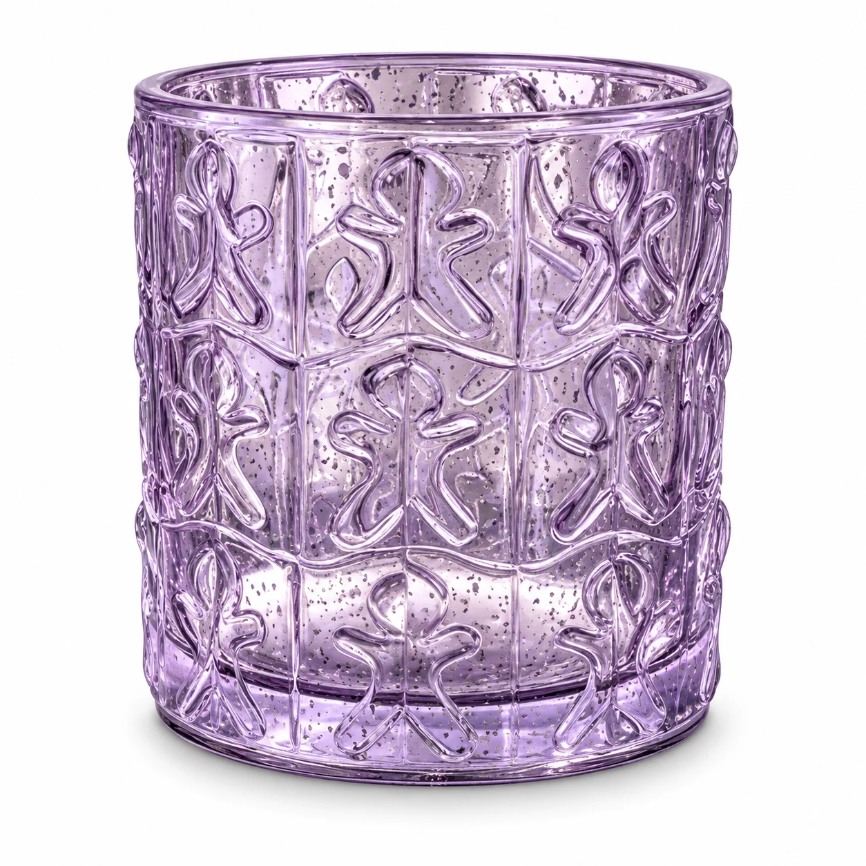 120ml Christmas Embossed Glass Candle Jar — design 1 — antique jade purple
