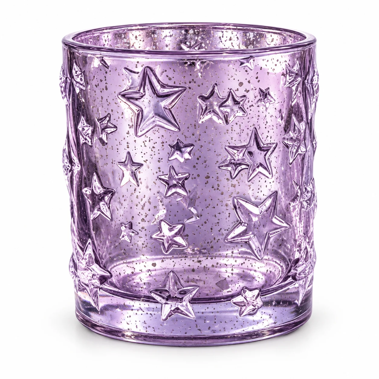 120ml Christmas Embossed Glass Candle Jar — design 2 — antique jade purple