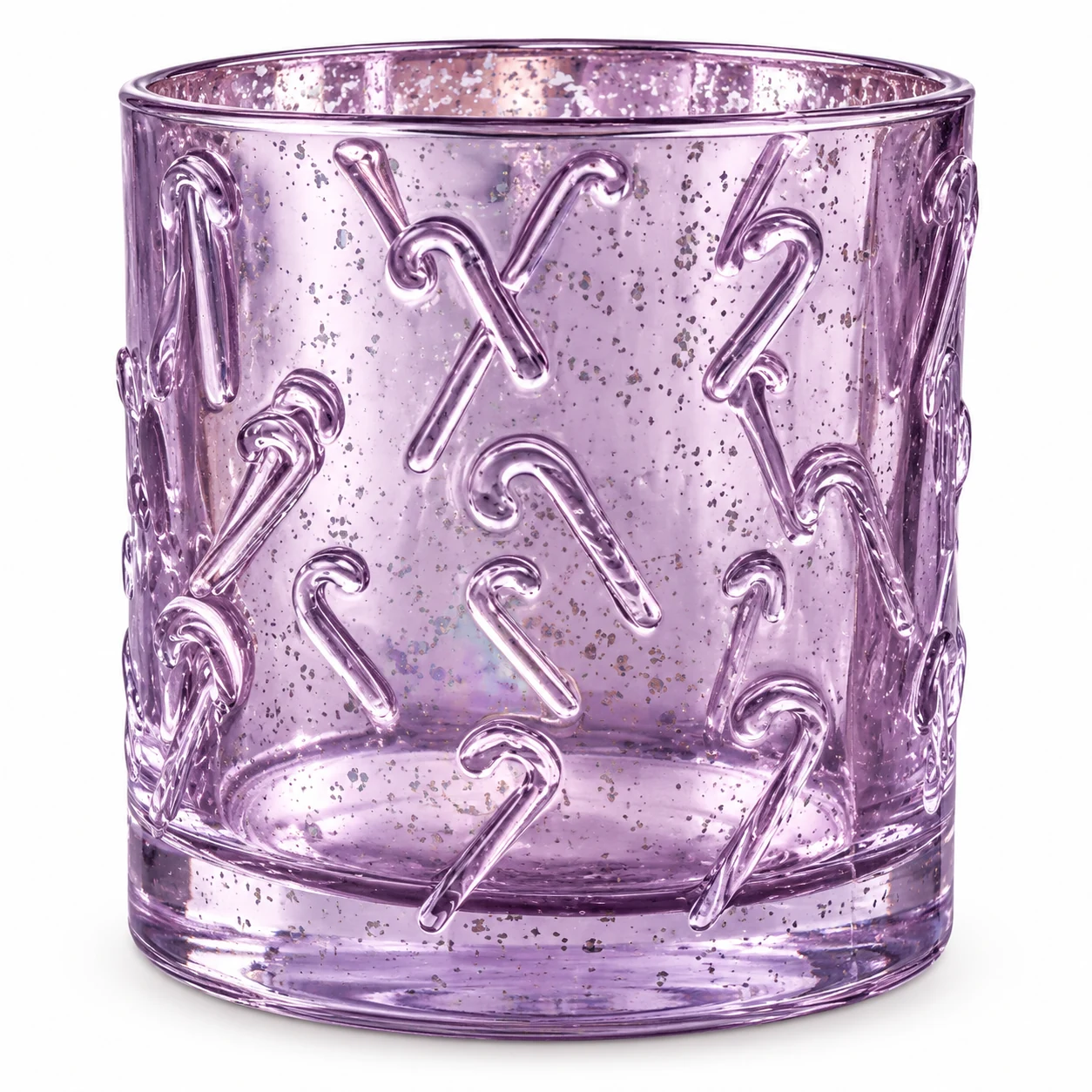120ml Christmas Embossed Glass Candle Jar — design 3 — antique jade purple