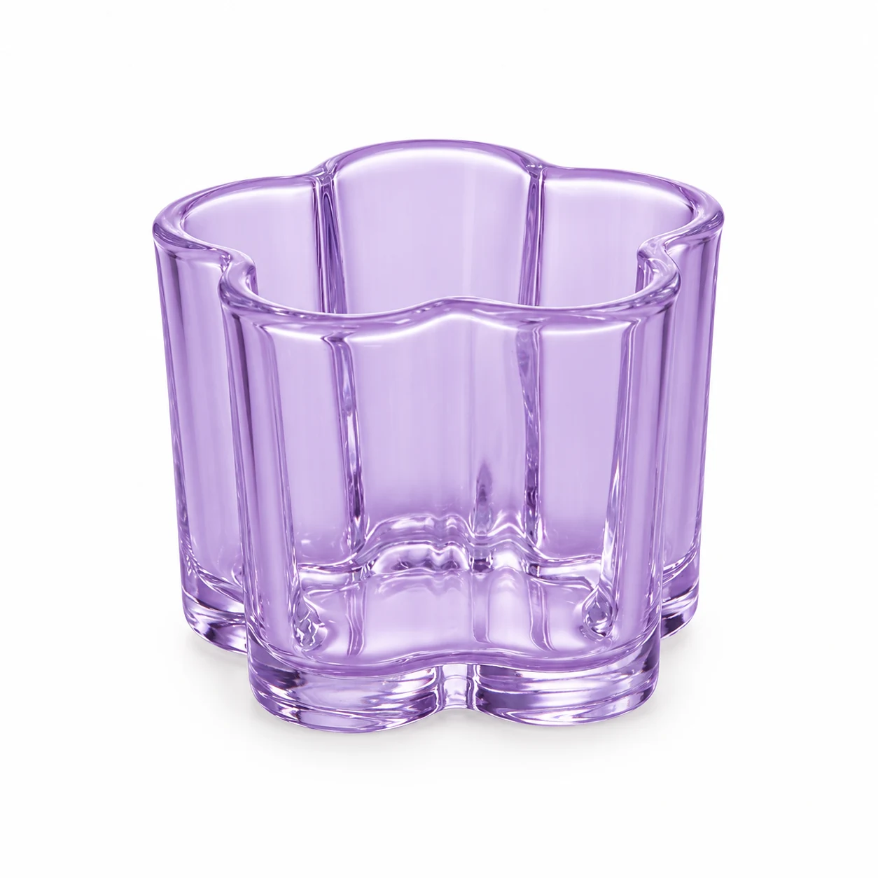 115ml Flower-Shaped Glass Candle Jar — pale purple
