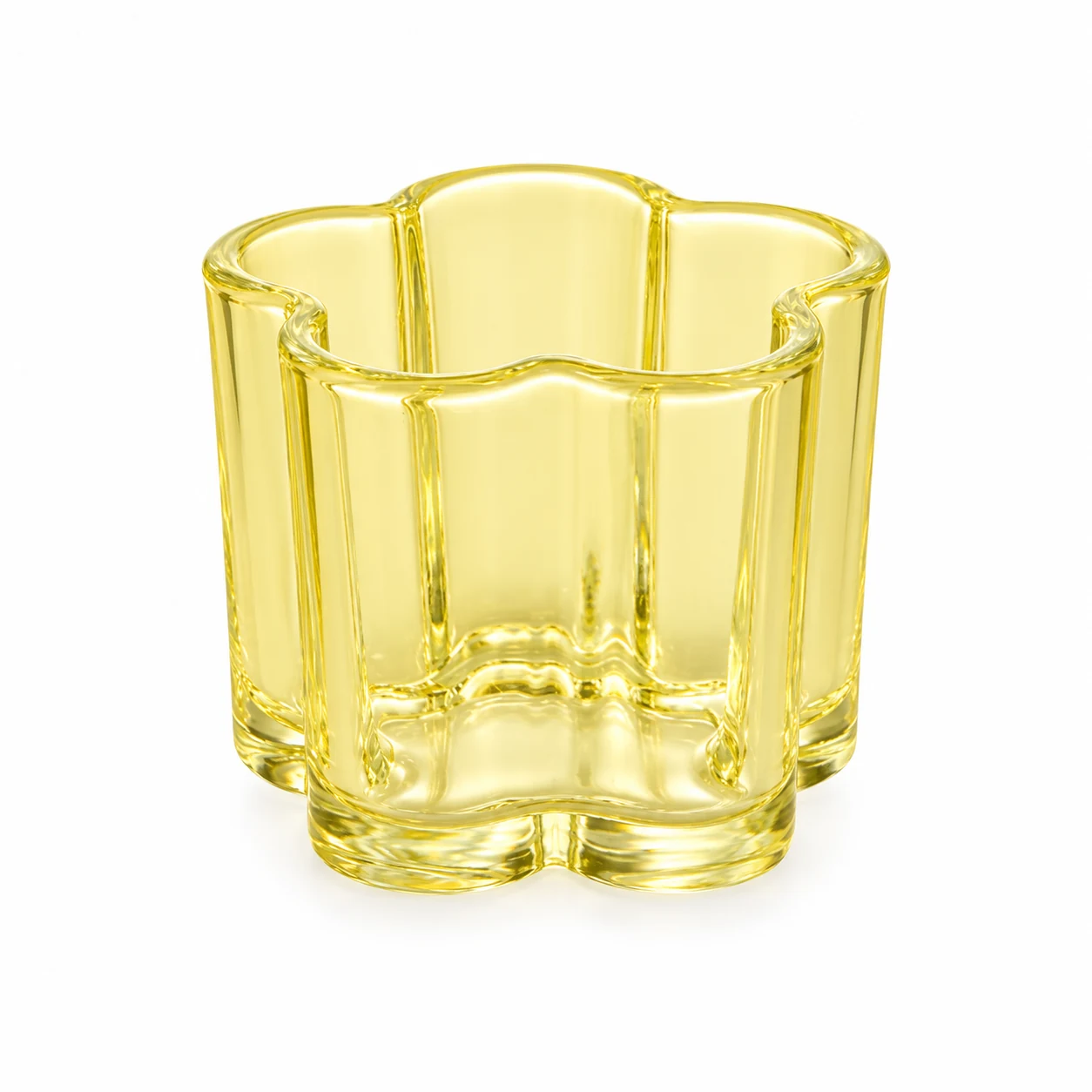 115ml Flower-Shaped Glass Candle Jar — pale yellow