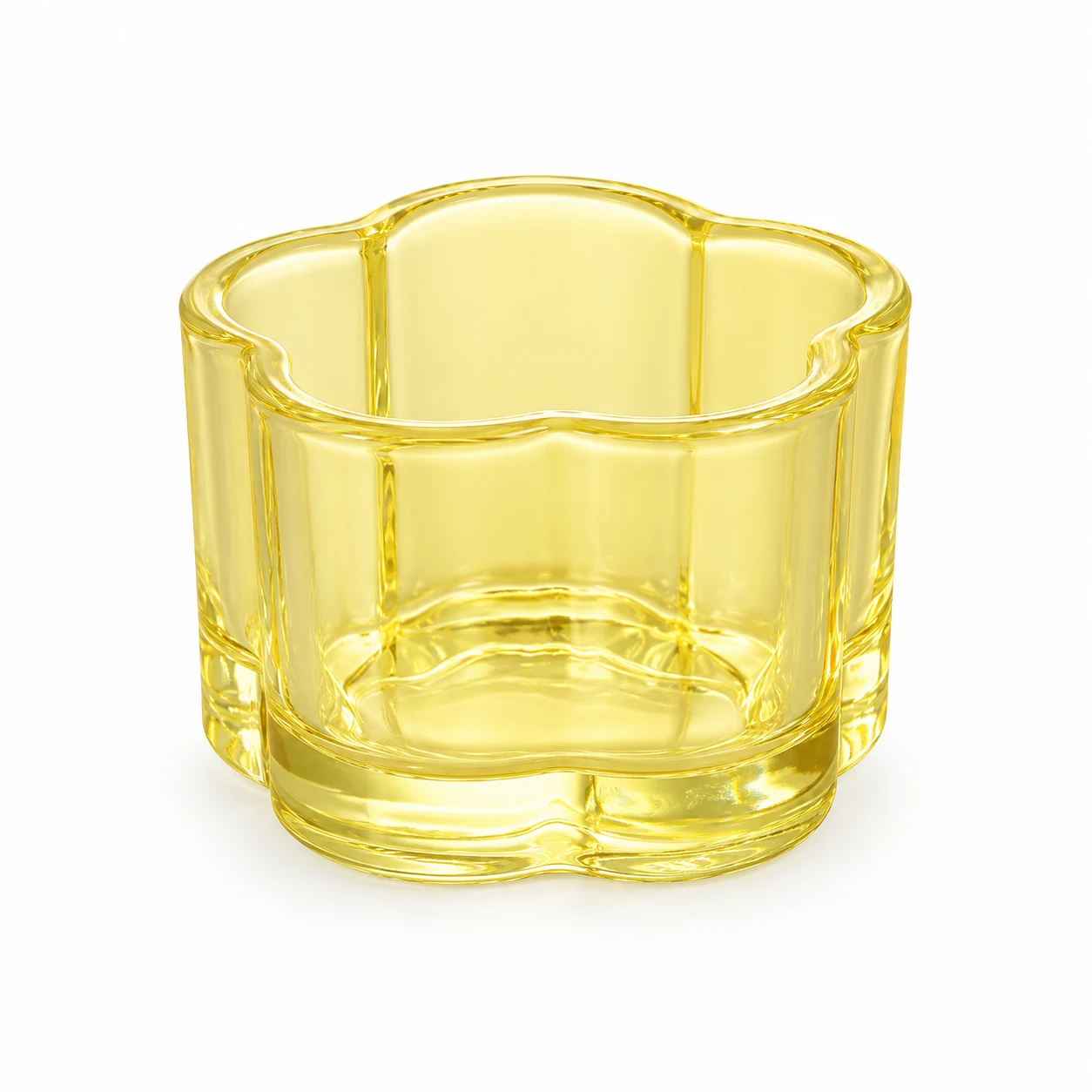 50ml Flower-Shaped Glass Candle Jar — pale yellow