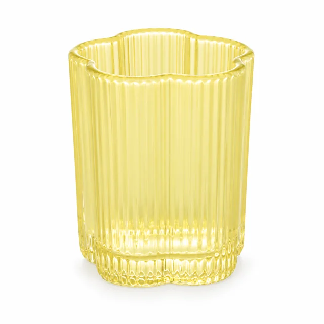 150ml Ribbed Flower Glass Candle Jar — jade yellow