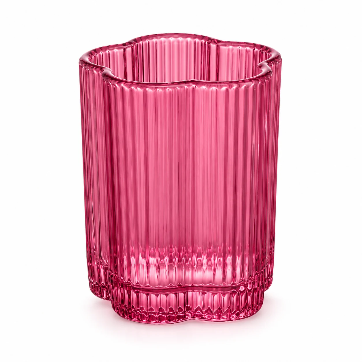 150ml Ribbed Flower Glass Candle Jar — rose red