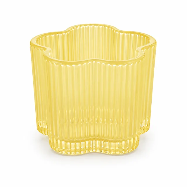 115ml Ribbed Flower Glass Candle Jar — jade yellow