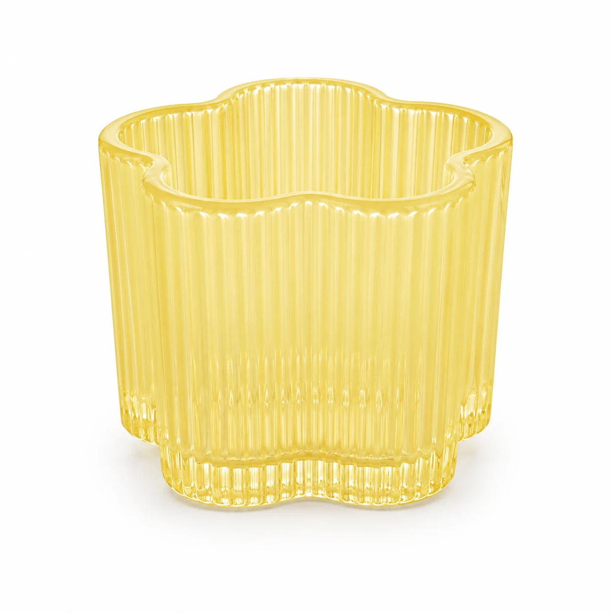 115ml Ribbed Flower Glass Candle Jar — jade yellow