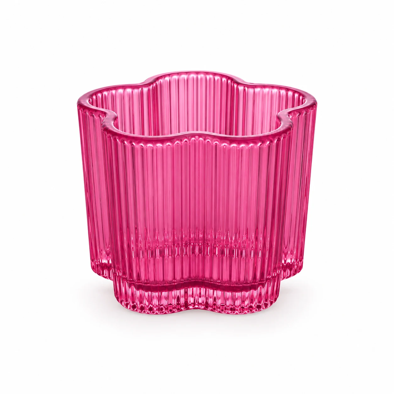 115ml Ribbed Flower Glass Candle Jar — rose red