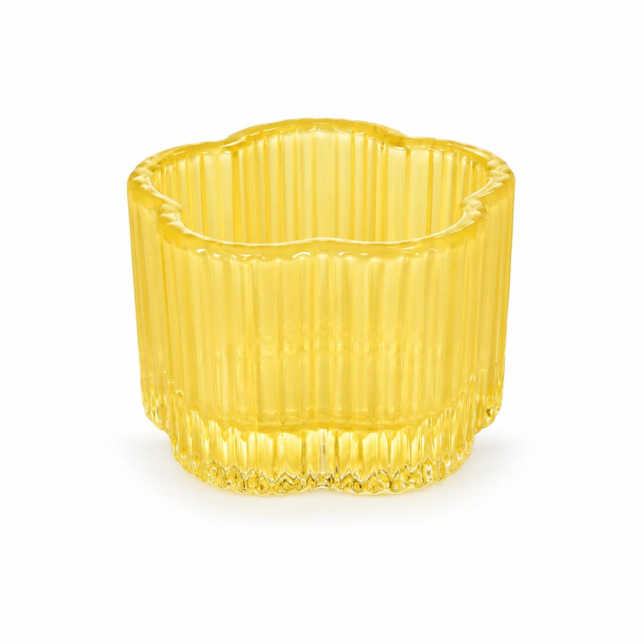 50ml Ribbed Flower Glass Candle Jar — jade yellow