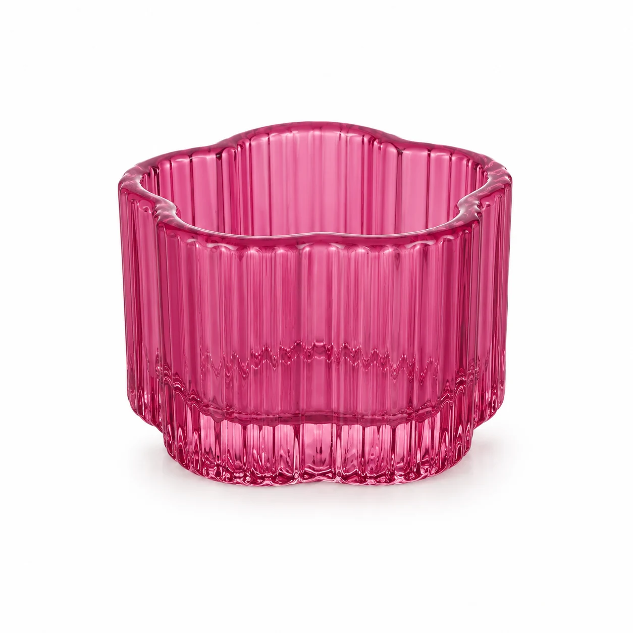 50ml Ribbed Flower Glass Candle Jar — rose red