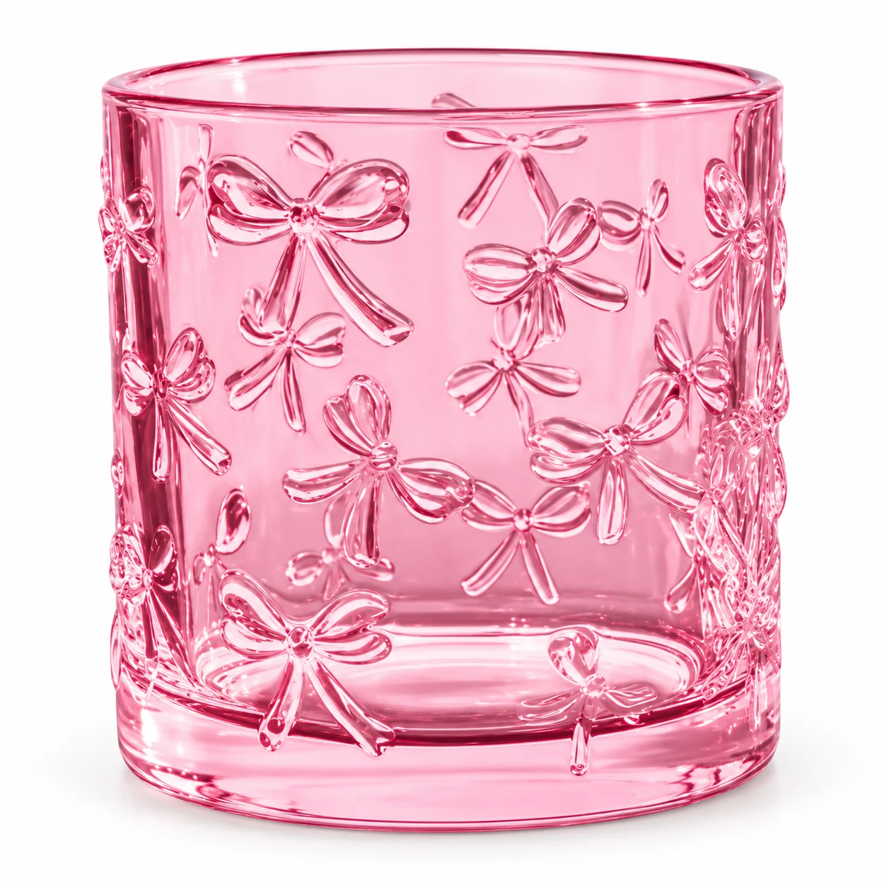 180ml Bow Embossed Glass Candle Jar — pink
