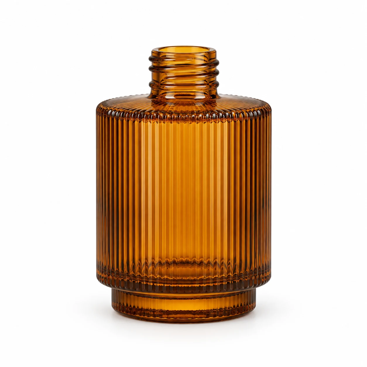 150ml White Ribbed Glass Reed Diffuser Bottle — semi-translucent amber