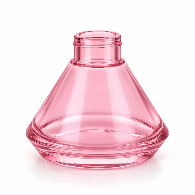 100ml Bell Shaped Glass Reed Diffuser Bottle — semi-translucent pink