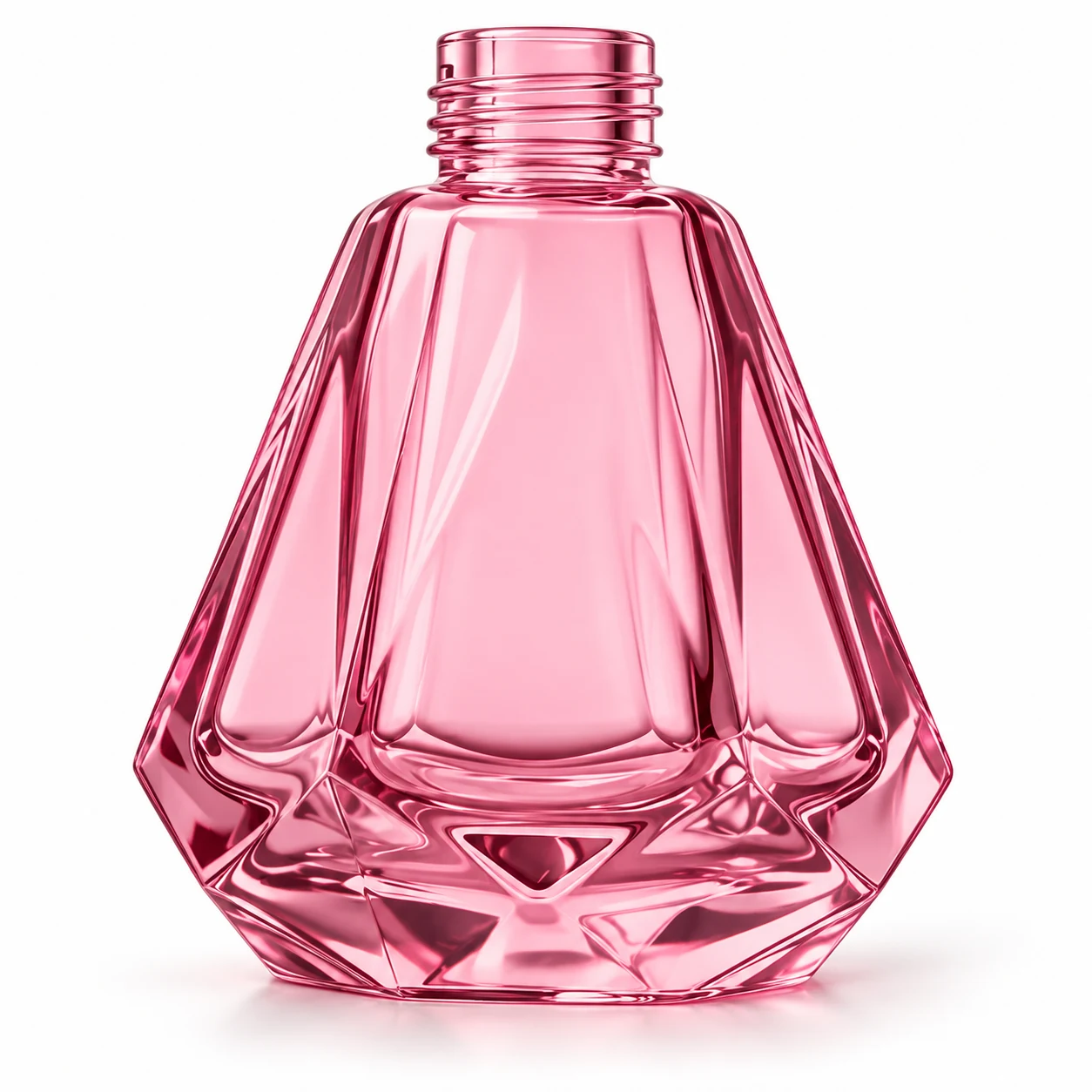 240ml Faceted Glass Reed Diffuser Bottle — semi-translucent pink