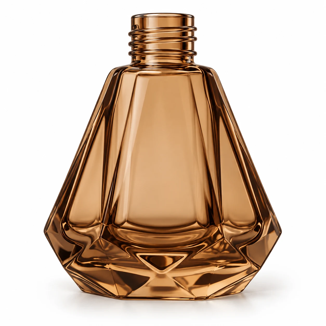 70ml Mini Amber Faceted Glass Reed Diffuser Bottle — semi-translucent light brown